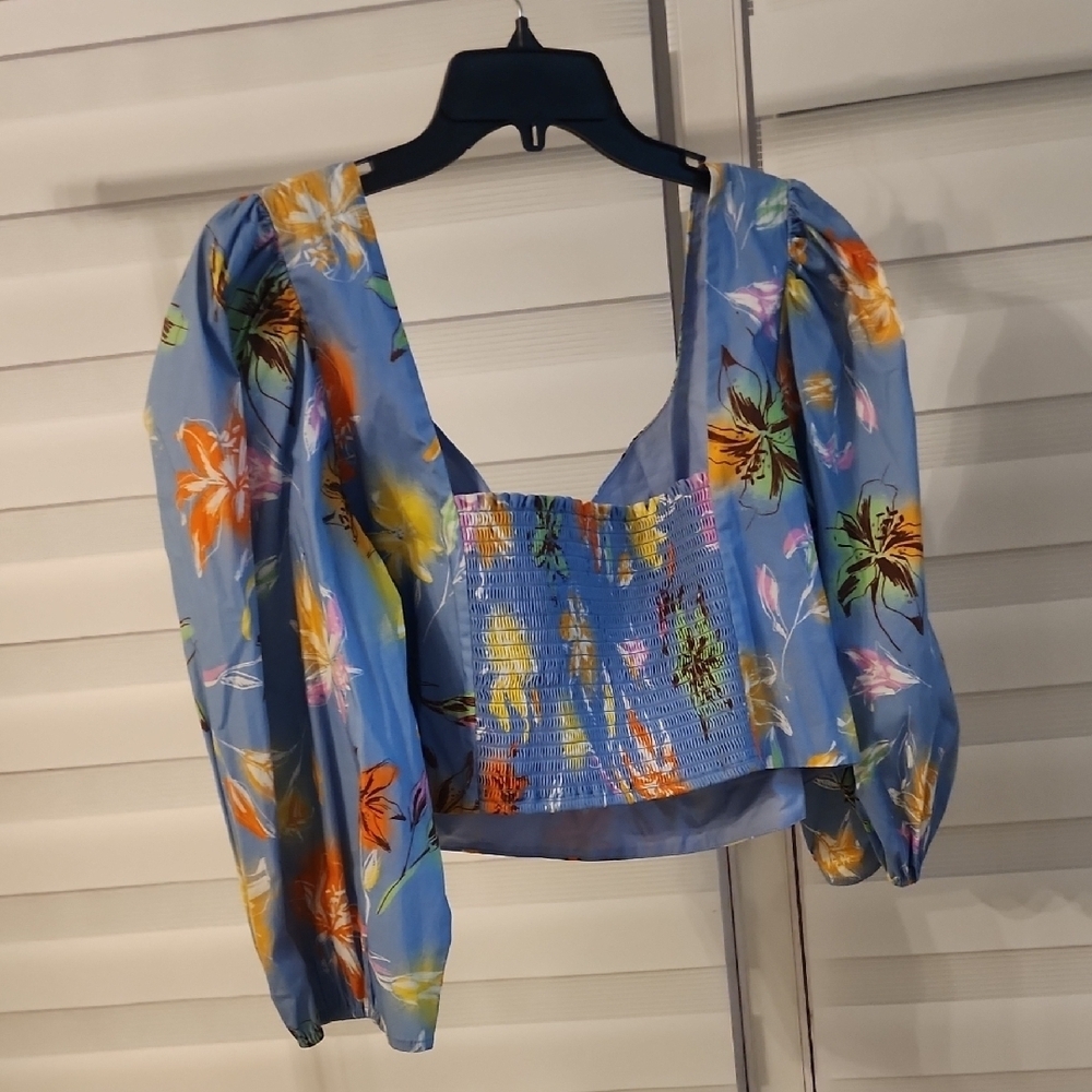 Tanya Taylor Aileen Stretch Poplin Crop Top Size 16 - Picture 5 of 6